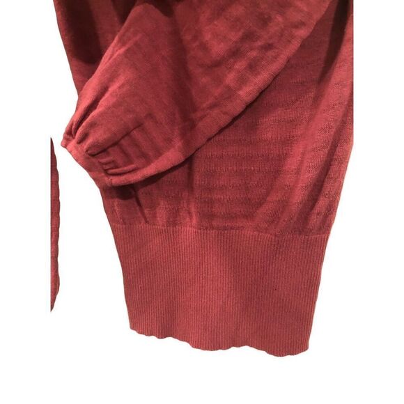 Hinge Dusty Rose Pink Woven Scoop Neck Elastic Wide Waist Puff Sleeve Shirt - Picture 4 of 13